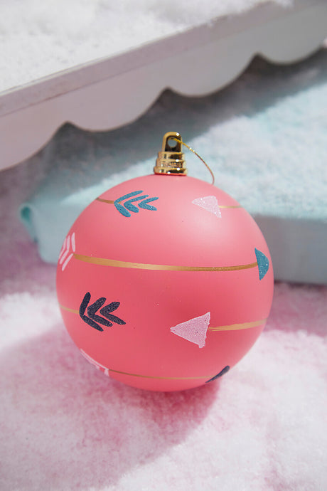 4" Pink With Arrows Ball Ornament