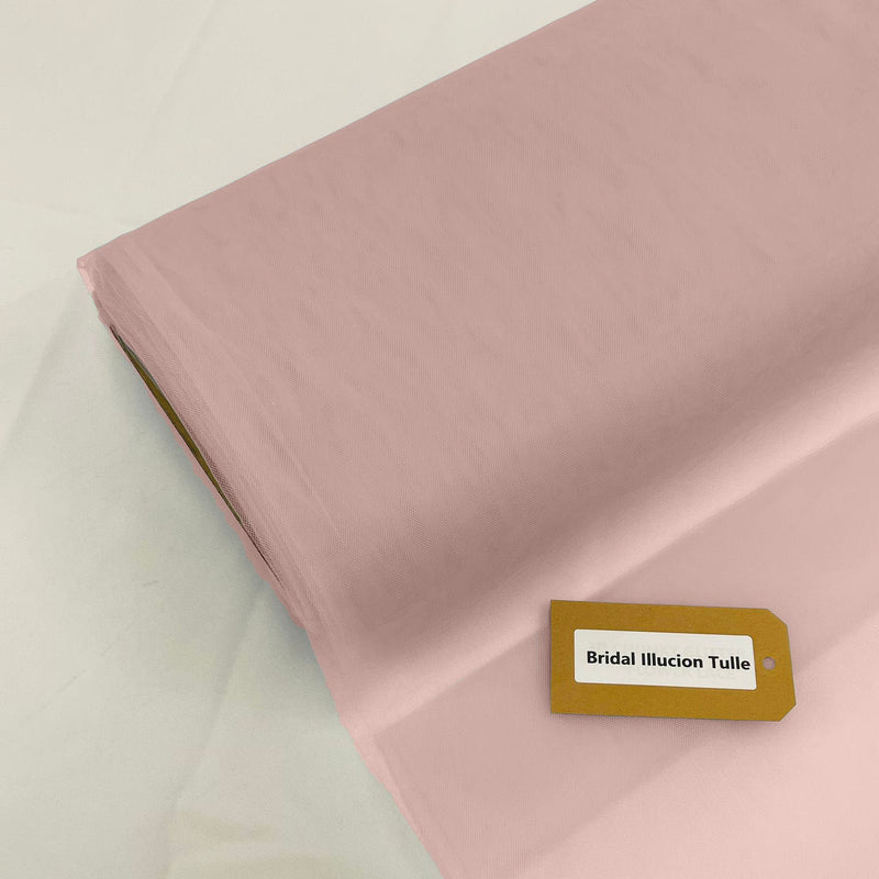 Bridal Illusion Polyester Tulle Fabric - Pink, 108" Width (1 Roll)