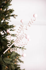 Pink & White Velvet Corkscrew Spray 25 Inch Christmas Tree Decor