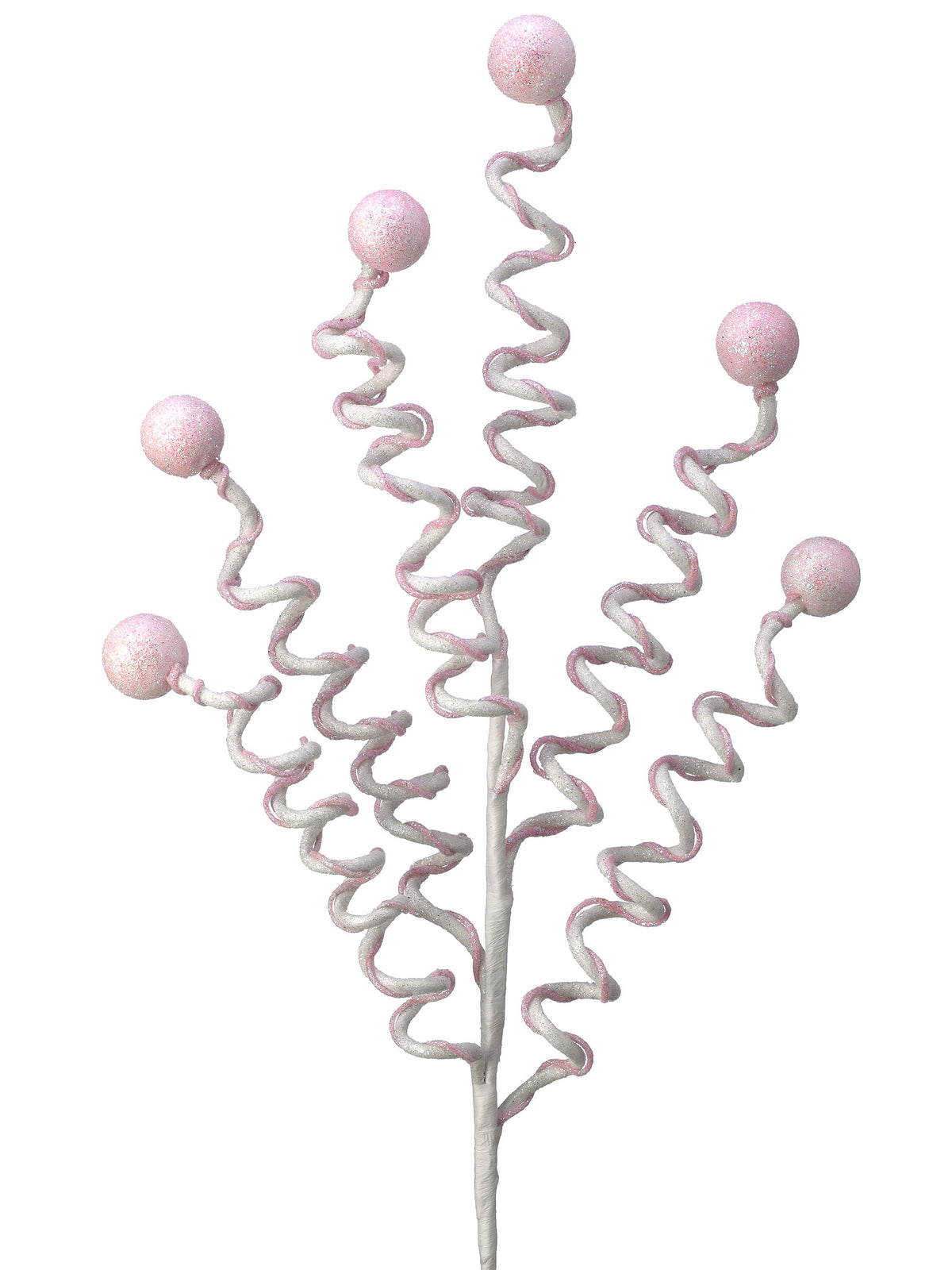 25” Pink & White Velvet Corkscrew Spray