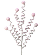 Pink & White Velvet Corkscrew Spray 25 Inch Christmas Tree Decor