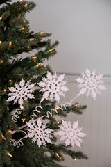 Pink Curly Snowflake Stem 25 Inch Christmas Tree Decoration