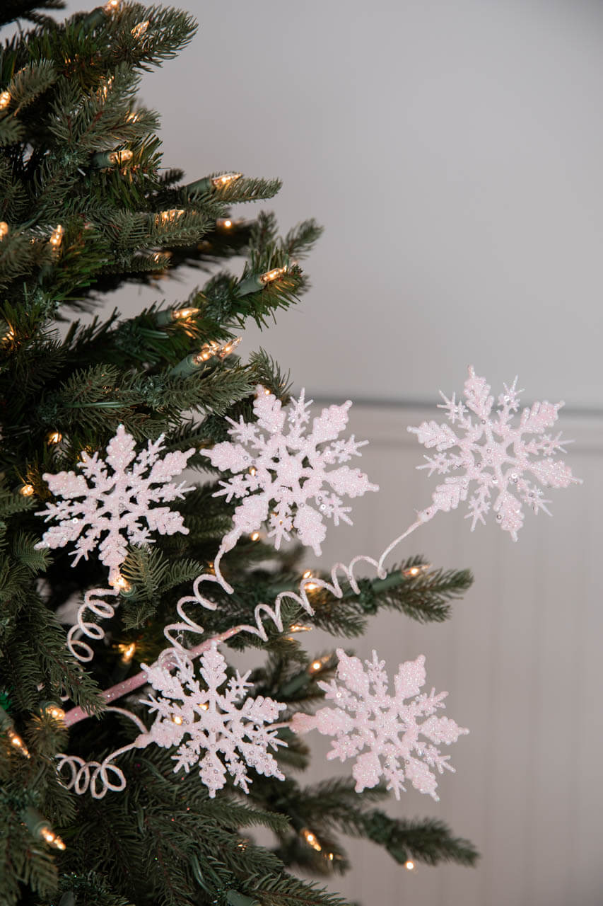 25” Pink Curly Snowflake Stem