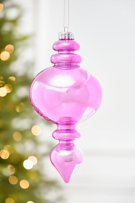 9" Hot Pink Pearlescent Finial Ornament