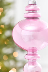 9" Pink Pearlescent Finial Ornament