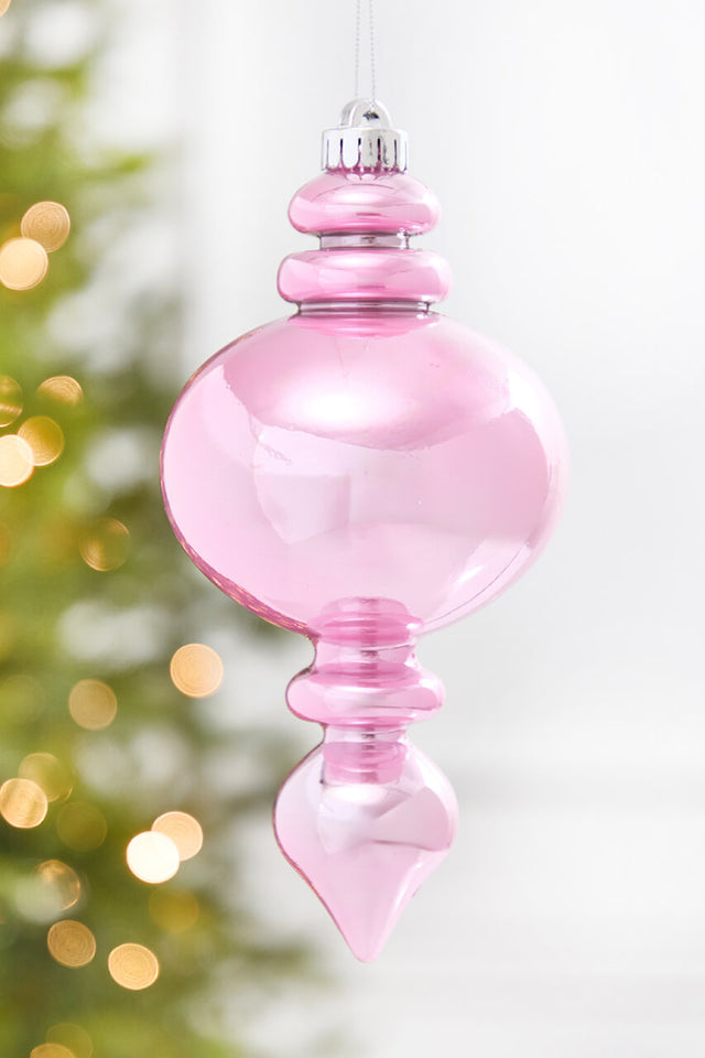 9" Pink Pearlescent Finial Ornament