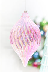 11" Pink Iridescent Drop Ornament