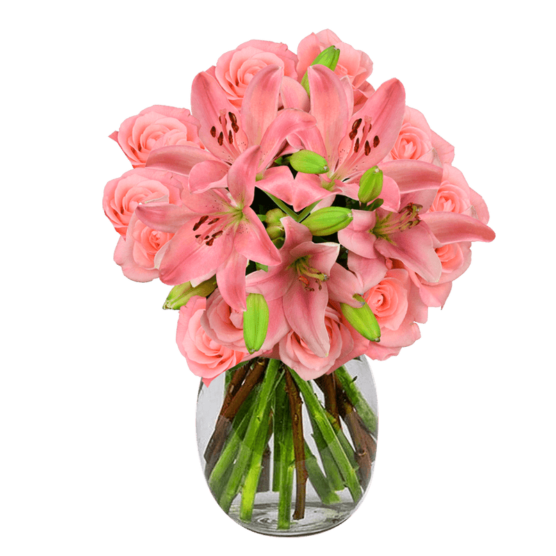 Charming Rose & Lily Fresh Flower Bouquet Elegant Floral Gift