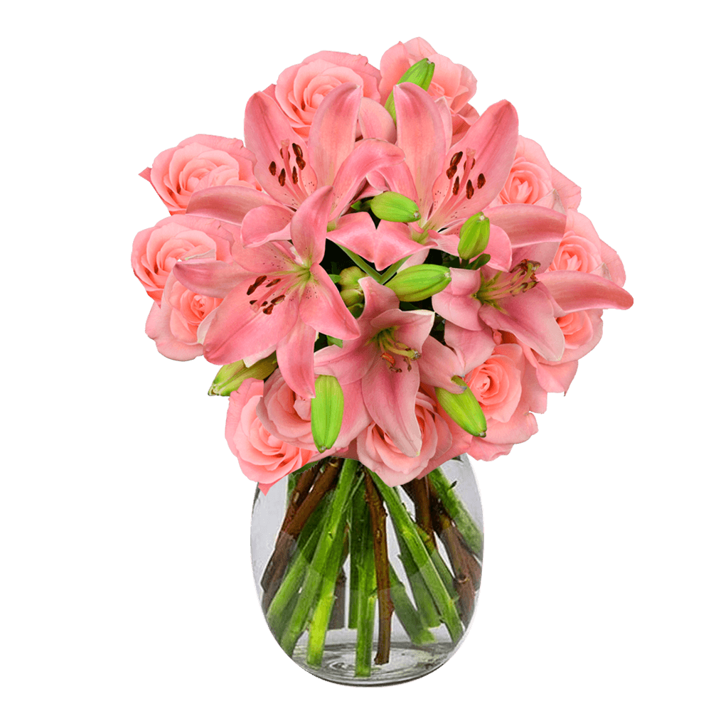 Charming Rose & Lily Fresh Flower Bouquet Elegant Floral Gift