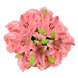Charming Rose & Lily Fresh Flower Bouquet Elegant Floral Gift