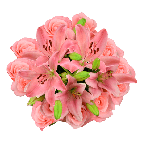 Charming Rose & Lily Fresh Flower Bouquet Elegant Floral Gift