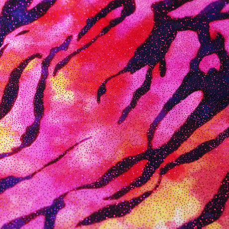 Beach Tiger Nylon Spandex Fabric - Blue Green, Pink, With Or Without Foil, Tiger Animal Print, 58/60" Width (1 Yard)