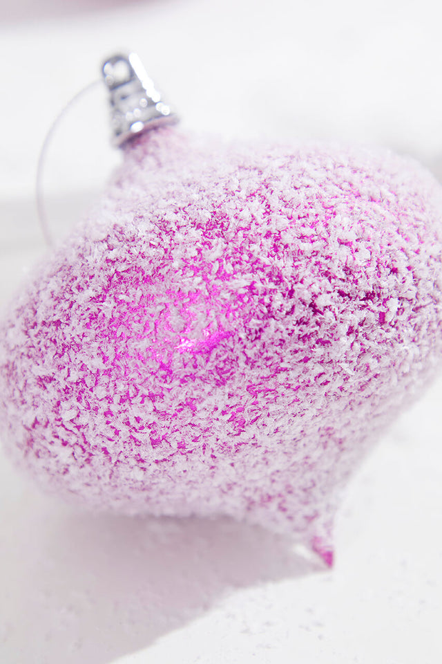 4" Pink White Frosted Onion Ornament