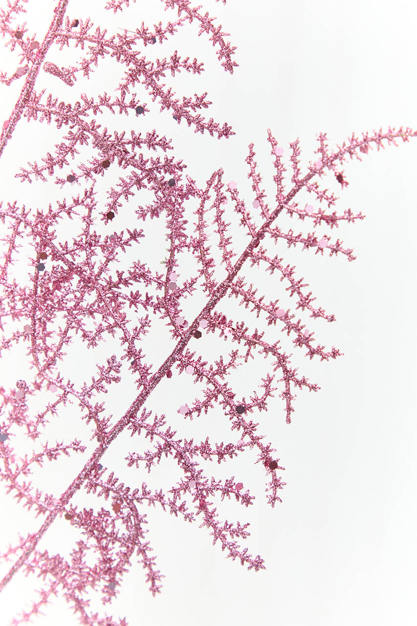35" Pink Glitter Fern Spray
