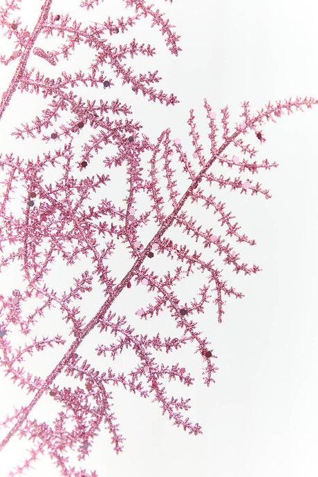 35" Pink Glitter Fern Spray