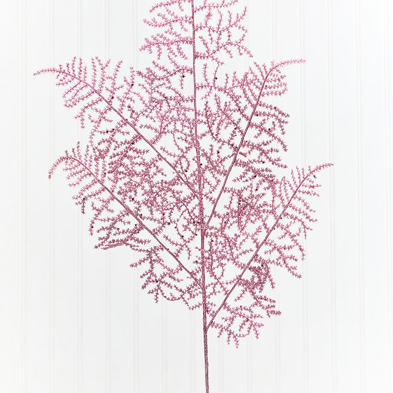 35" Pink Glitter Fern Spray