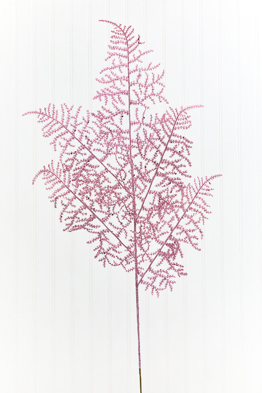 35" Pink Glitter Fern Spray