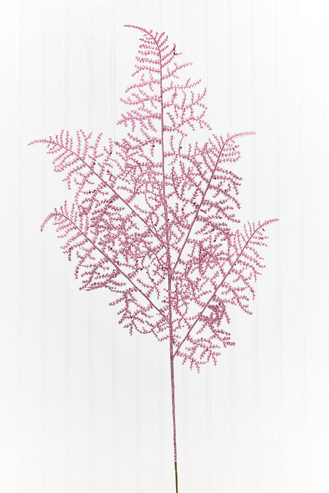35" Pink Glitter Fern Spray
