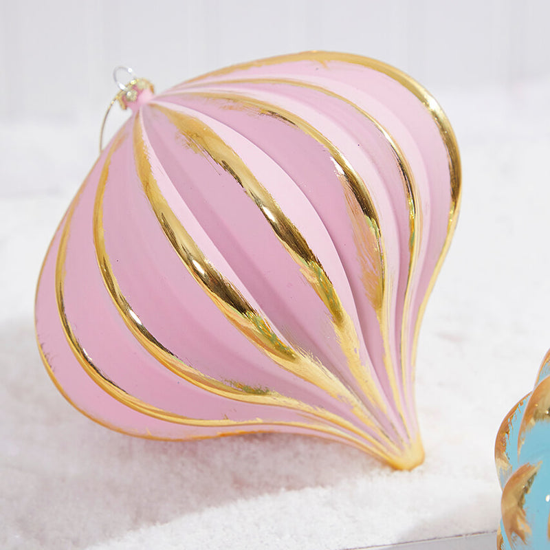 6" Pink Gold Onion Ornament
