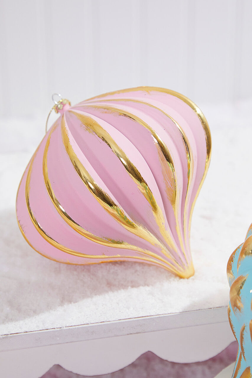 6" Pink Gold Onion Ornament