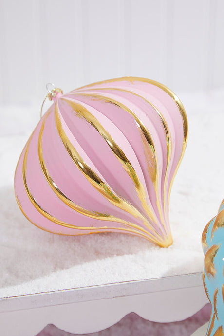 6" Pink Gold Onion Ornament