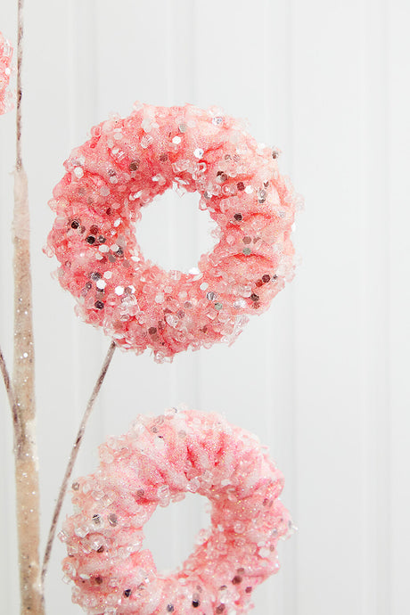 27 Inch Pink Iced Candy Donut Spray