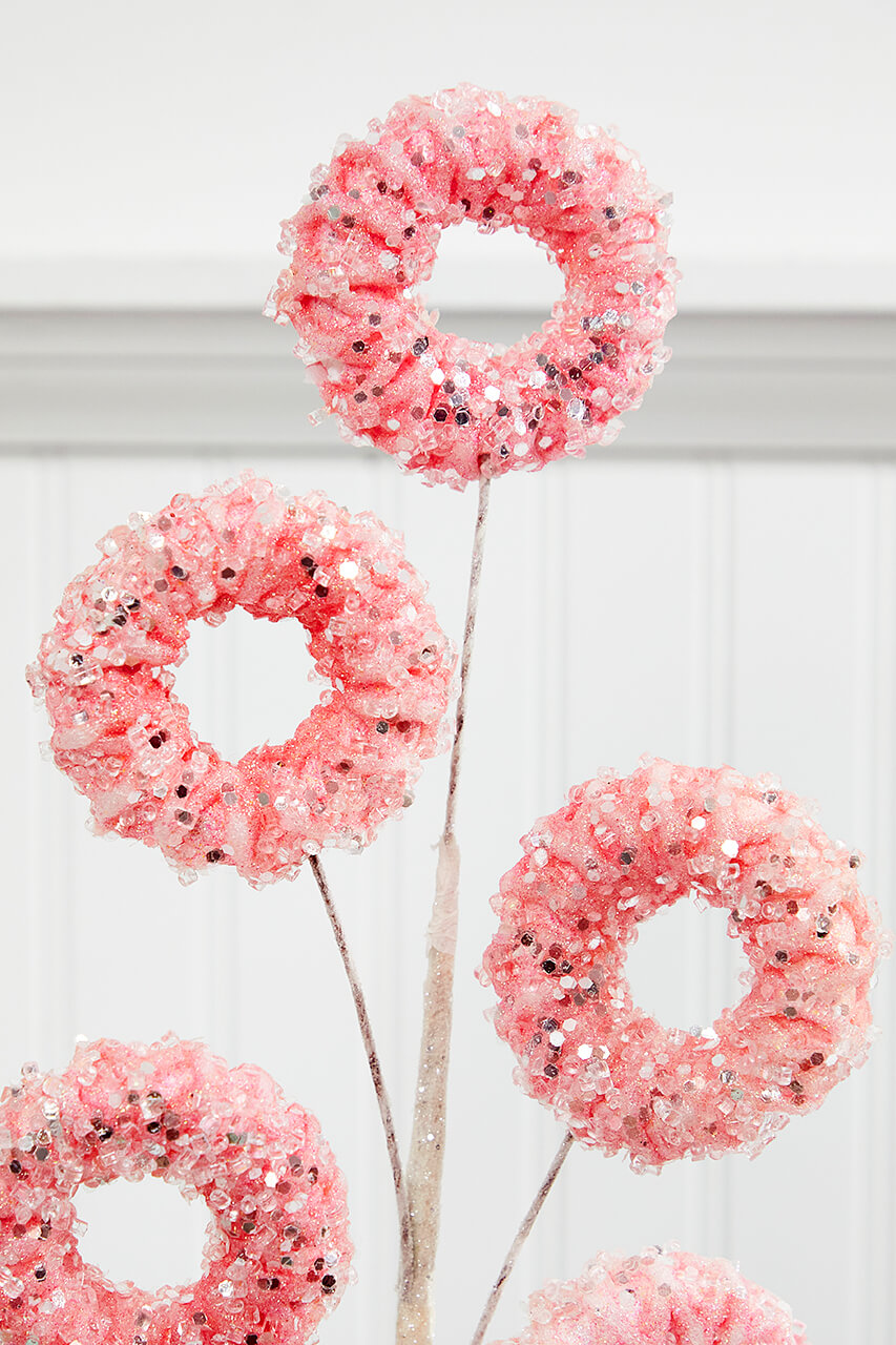 27" Pink Iced Candy Donut Spray