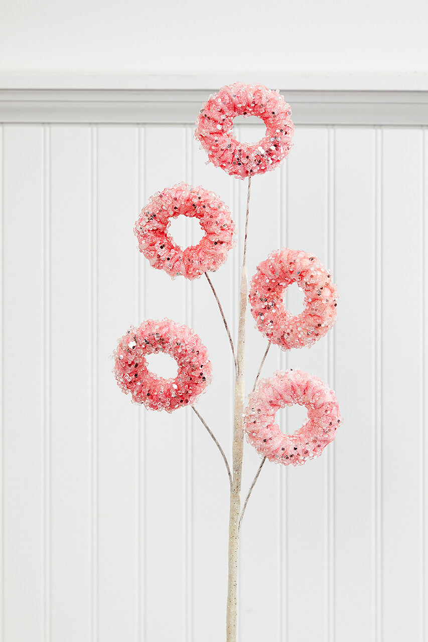 27" Pink Iced Candy Donut Spray