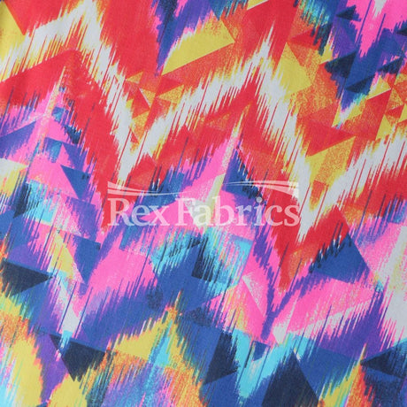 Shakedown Nylon Spandex Fabric - Gray/Black, Pink/Navy, Blue/Green Geometric Print, 58" Width (1 Yard)