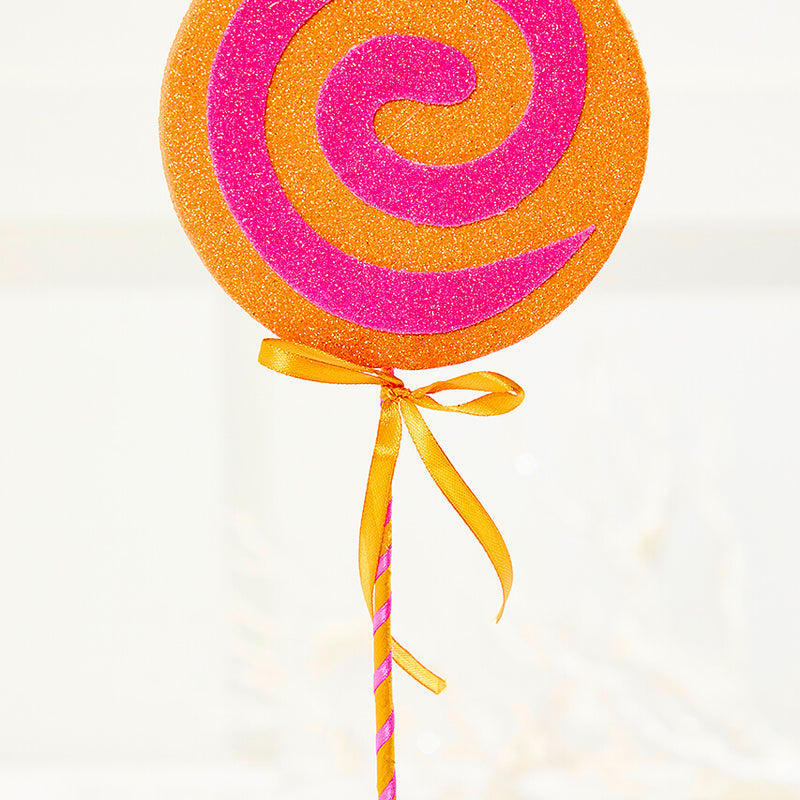 17" Orange & Pink Lollipop Pick