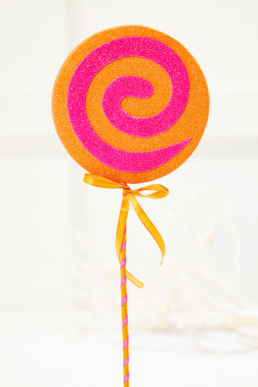17" Orange & Pink Lollipop Pick