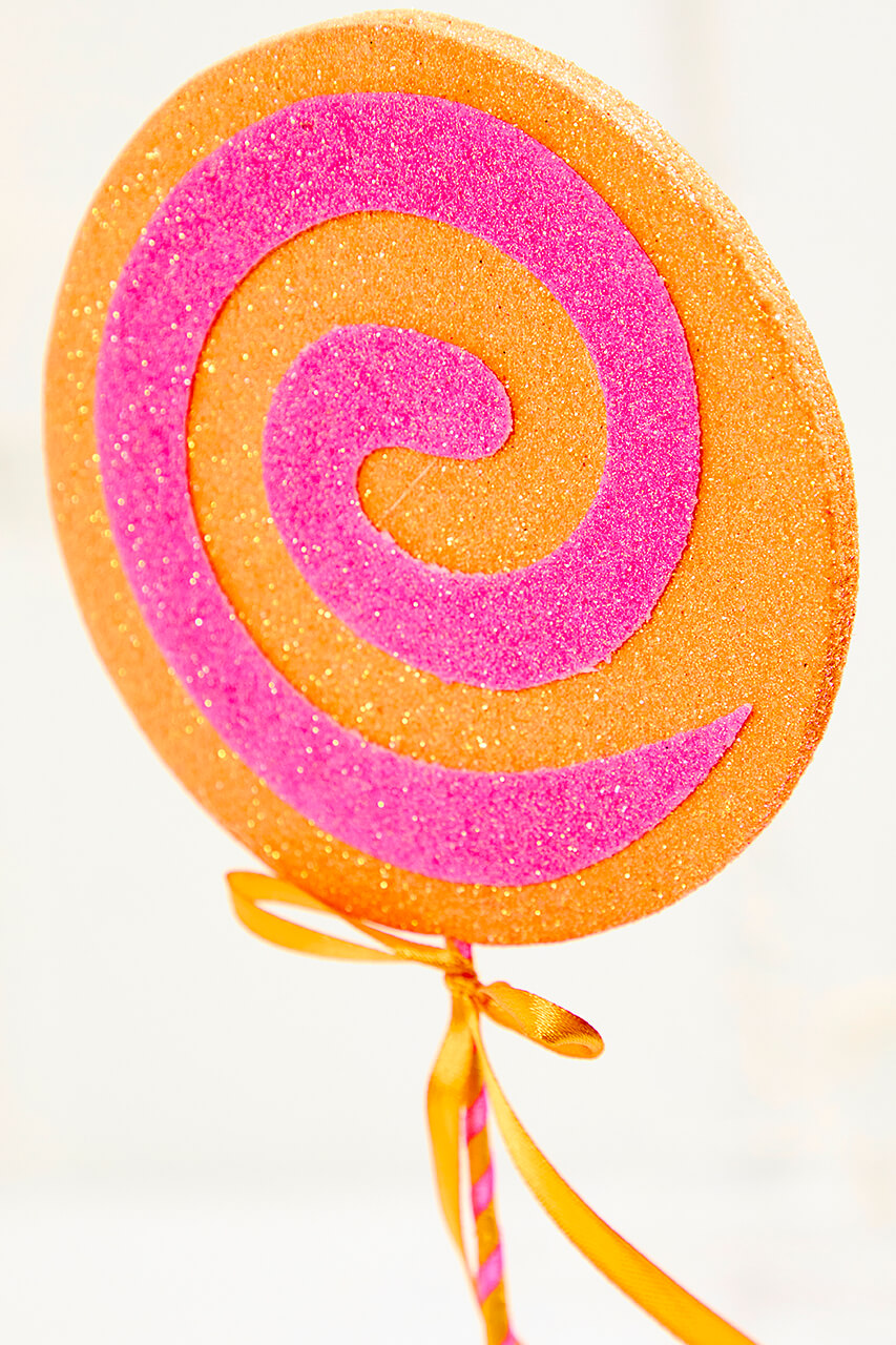 17" Orange & Pink Lollipop Pick