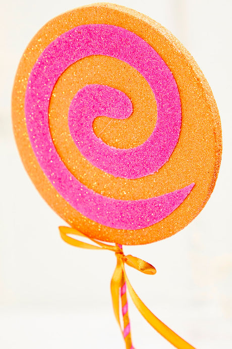 17" Orange & Pink Lollipop Pick