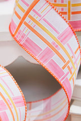 2.5" x 10 Yard Pink/Orange Plaid Ribbon