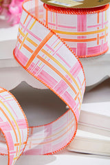2.5" x 10 Yard Pink/Orange Plaid Ribbon
