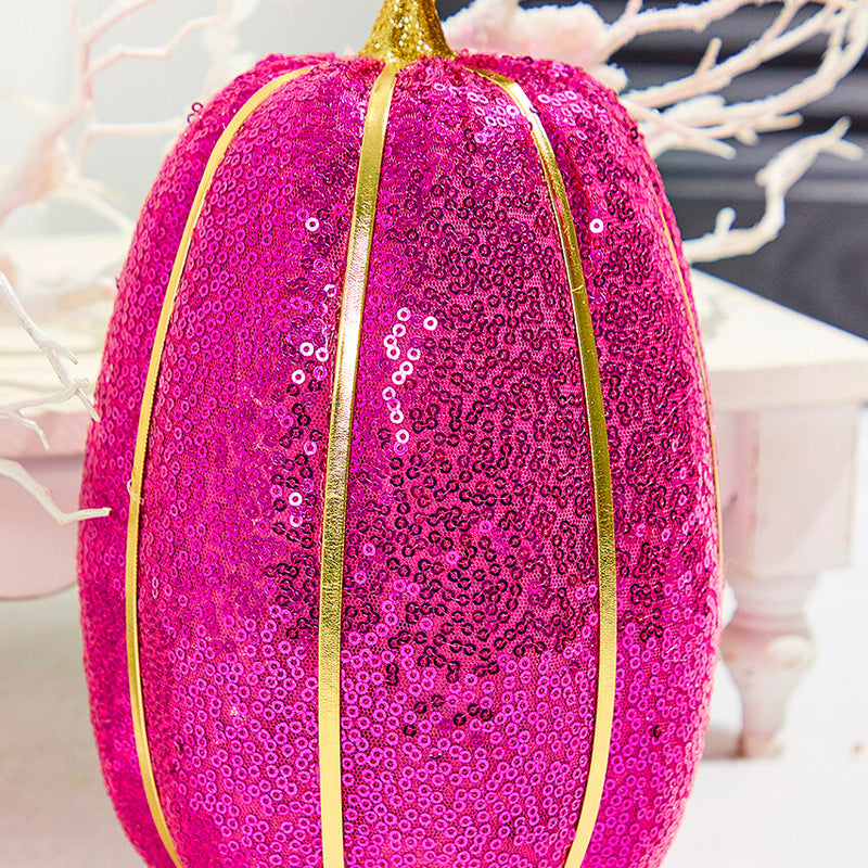 10" Pink Sequin Pumpkin