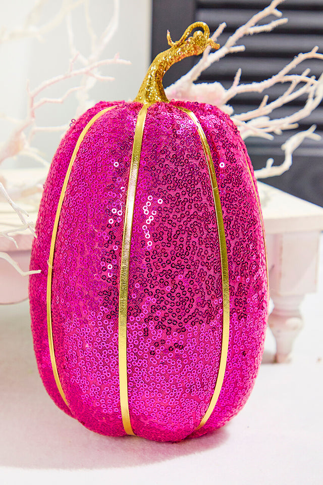 10" Pink Sequin Pumpkin