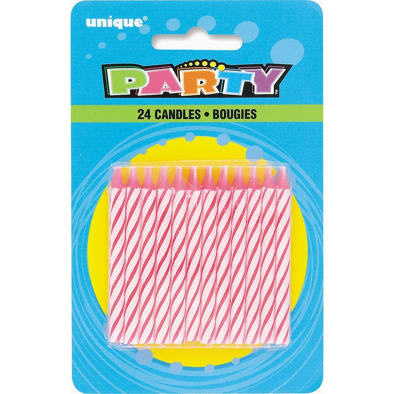 Birthday Candles Pink Spiral 24 Pack