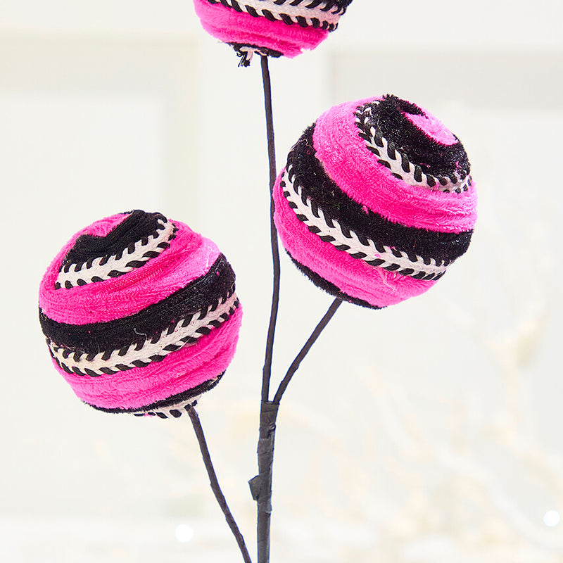 17" Velvet Stripe Ball Spray - Pink