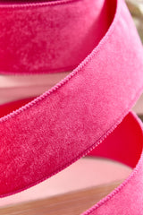 2.5" x 10 Yard Hot Pink Velvet with Satin Backing Ribbon