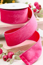 2.5" x 10 Yard Hot Pink Velvet with Satin Backing Ribbon