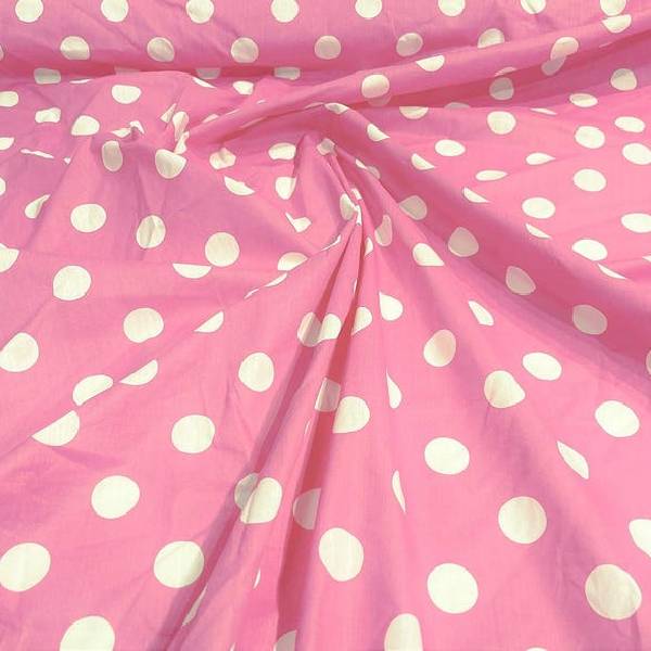 Big Polka Dot Poly Cotton Fabric - Large Dot Print, Black Red, 60" Width (1 Yard)