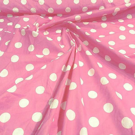 Big Polka Dot Poly Cotton Fabric - Large Dot Print, Black Red, 60" Width (1 Yard)