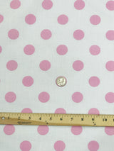 Pink Dots White Poly Cotton Fabric - White With Pink Dots, 59/60" Width (1 Yard)