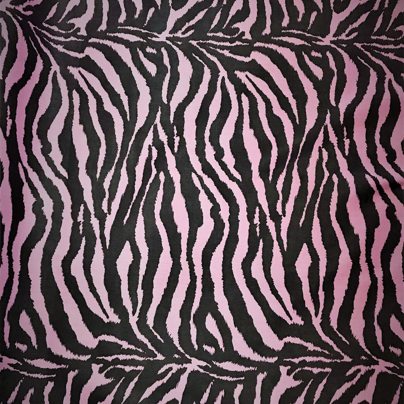 Pink/Black Zebra Poly Cotton Fabric - Pink/Black Zebra Print, 59/60" Wide (1 Yard)