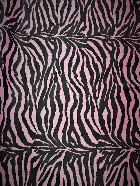 Pink/Black Zebra Poly Cotton Fabric - Pink/Black Zebra Print, 59/60" Wide (1 Yard)