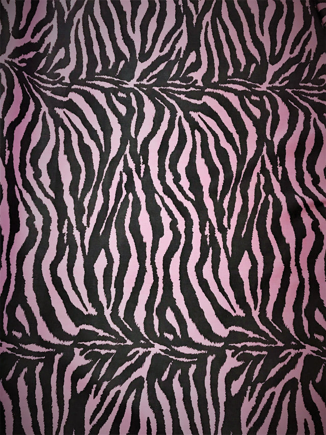 Pink/Black Zebra Poly Cotton Fabric - Pink/Black Zebra Print, 59/60" Wide (1 Yard)