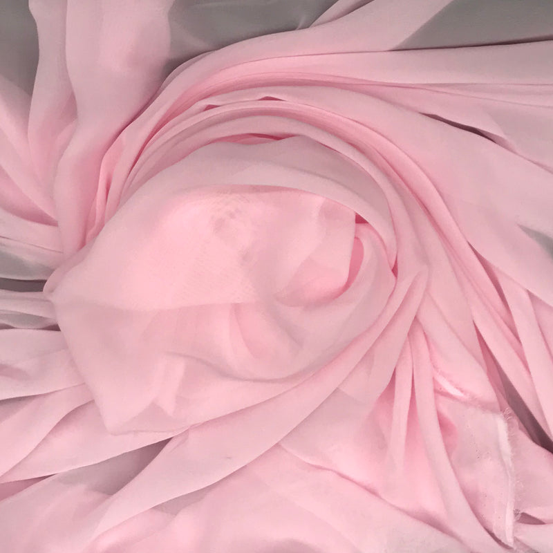 Baby Pink Polyester Chiffon Fabric - Baby Pink, Sheer, 59"-60" Width (1 Yard)