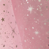 Star Bursts Sheer Organza Fabric - Pink, Turquoise, White, 58" Width