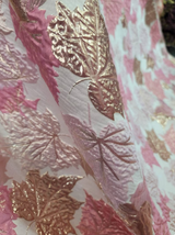 Brocade Jacquard Metallic Pink Maple Leaves